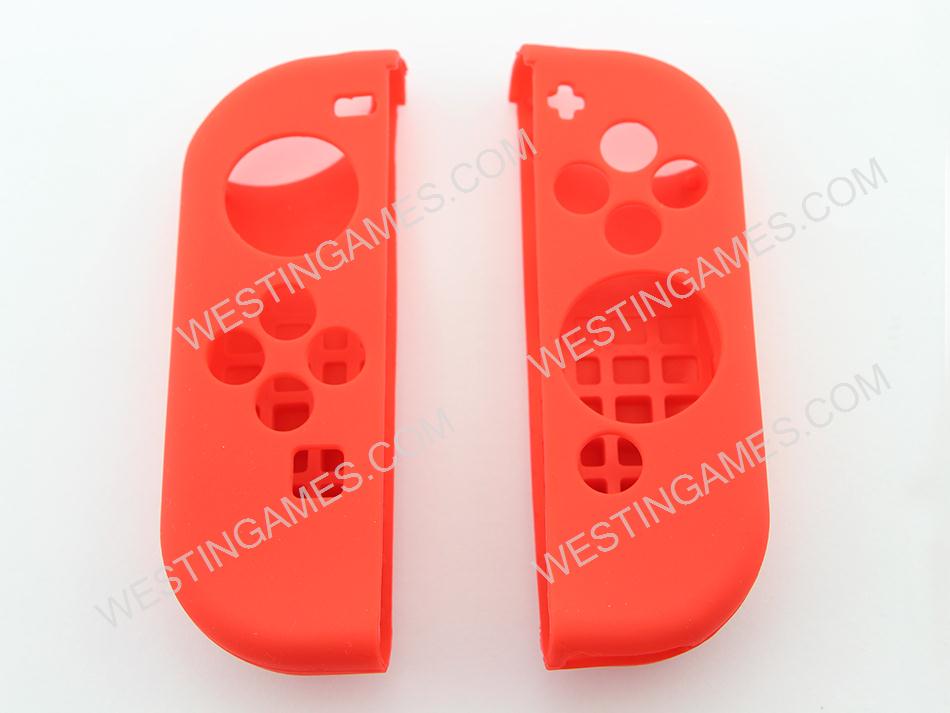 Protective Anti-Slip Soft Silicone Skin Case Set for NS Switch Joy-Con Controller - Red