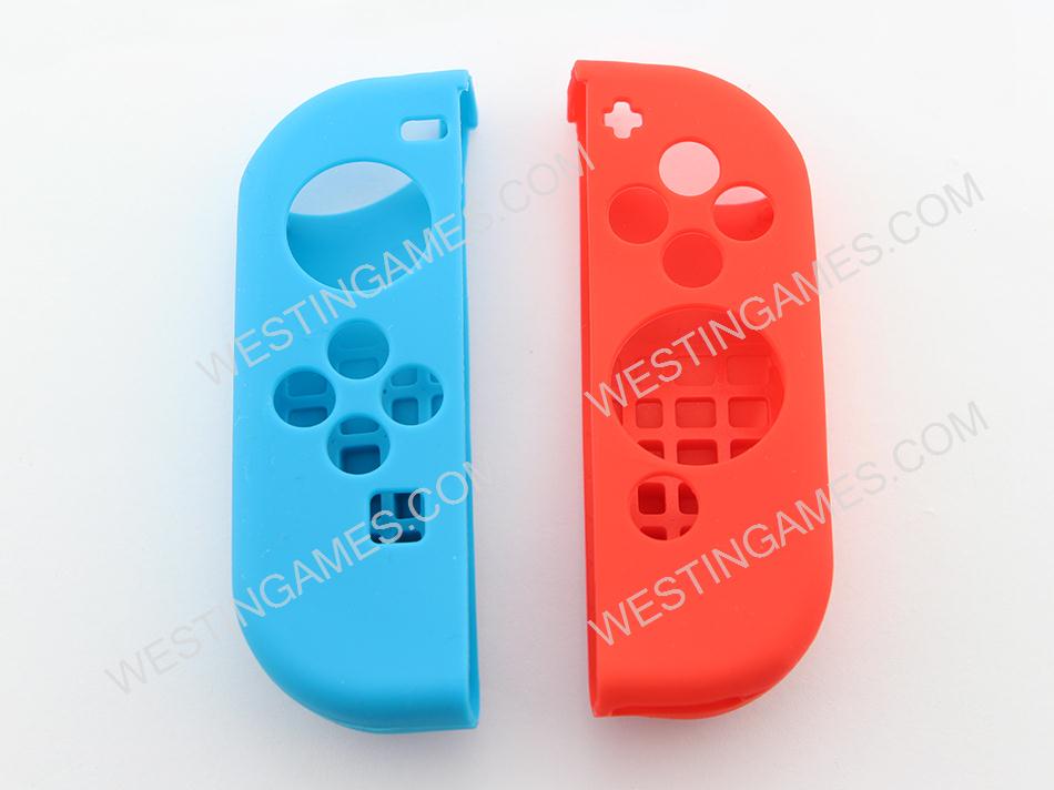 Protective Anti-Slip Soft Silicone Skin Case Set for NS Switch Joy-Con Controller - Blue and Red