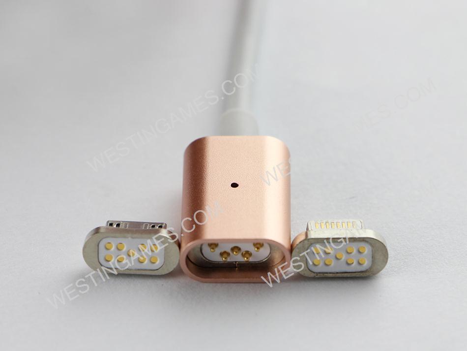 2in1 Magnetic Adapter Charger USB Data Charging Sync Cable For IOS iPhone Samsung Android - Gold 03
