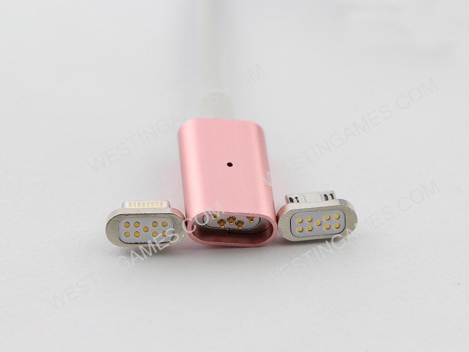 2in1 Magnetic Adapter Charger USB Data Charging Sync Cable For IOS iPhone Samsung Android Rose Gold 03