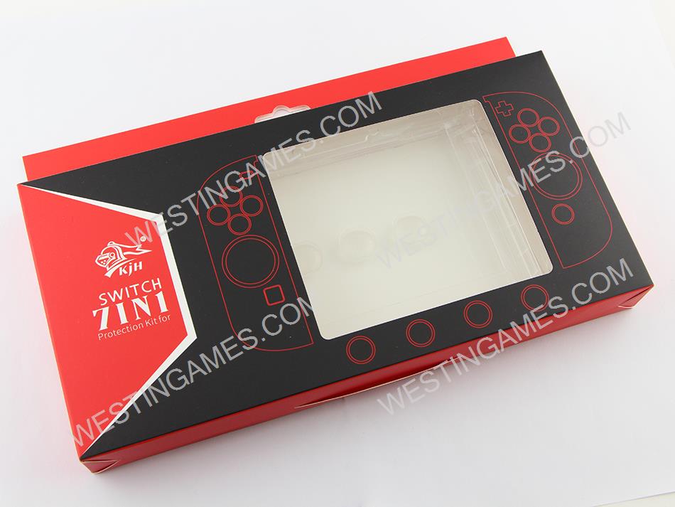 7in1 Transparent Crystal Protecting Cover Case with TPU Grips for Nintendo Switch Gamepad - Clear