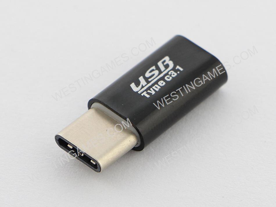 Micro USB to Type-C Charge and Data Adaptor Converter For NS switch and Mobile Phone - Black