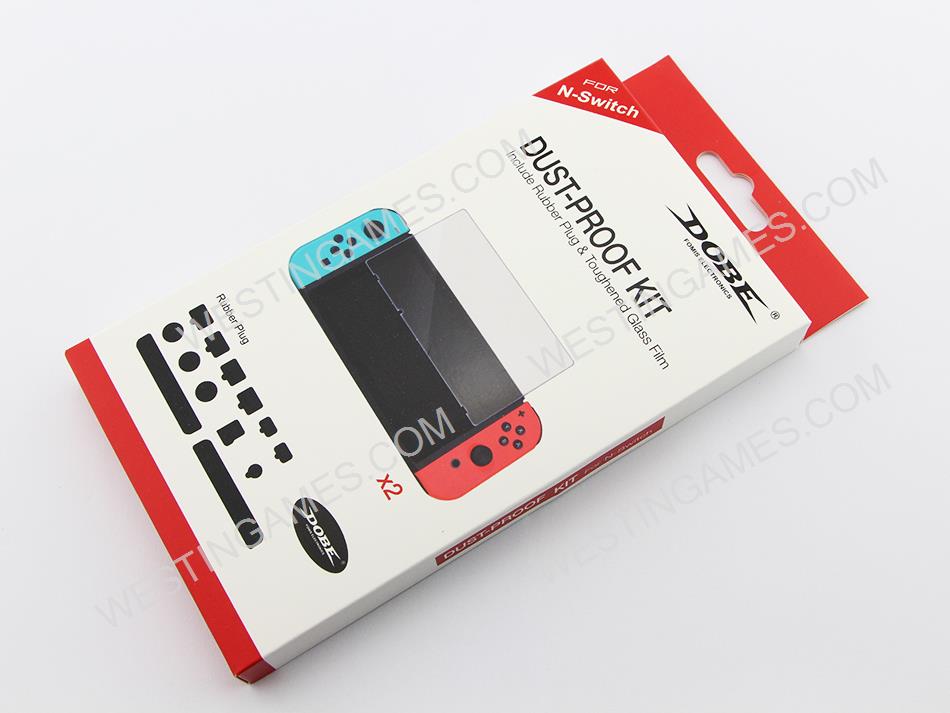 Professional Silicone Rubber Dust-proof Plug Kit and Tempered Glass Protector for NS Switch Conosle