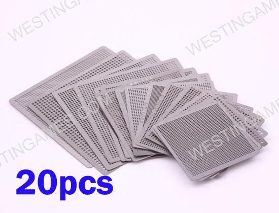 20PCS Directly Heat Rework BGA Reball Reballing Universal Stencil Template Kit