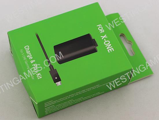 Play and Charge Rechargeable 1400 mAh Battery Kit for XBOX ONE Controller - Black