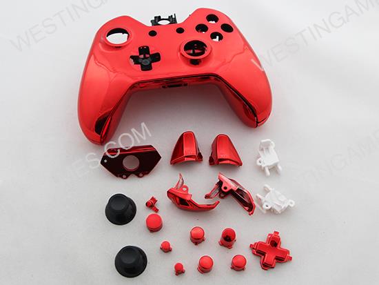 Full Mirror Chrome Housing Shell Case Replacement for XBOX ONE XB1 Wireless Controller - Red