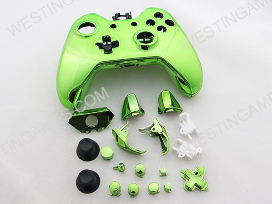Full Mirror Chrome Housing Shell Case Replacement for XBOX ONE XB1 Wireless Controller - Green