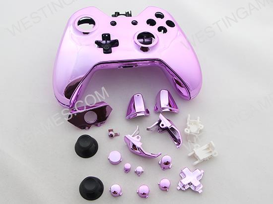 Full Mirror Chrome Housing Shell Case Replacement for XBOX ONE XB1 Wireless Controller - Pink