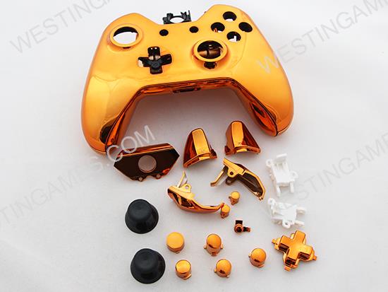 Full Mirror Chrome Housing Shell Case Replacement for XBOX ONE XB1 Wireless Controller - Orange