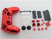 Mirror Chrome Housing Shell Case Replacement for PS4 Dualshock 4 Controller - Red