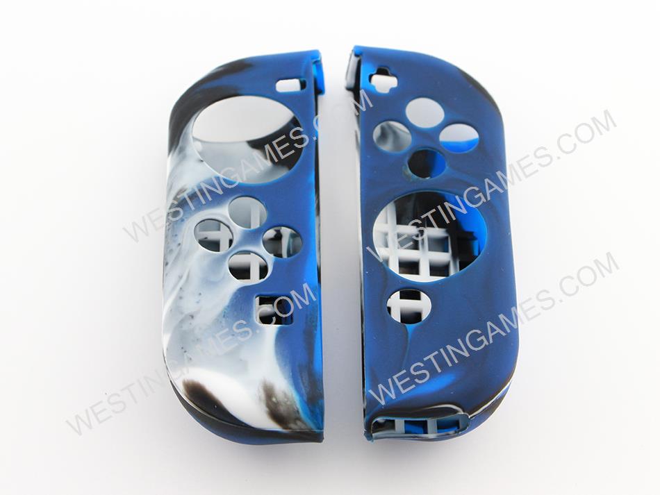 Protective Anti-Slip Soft Camo Silicone Skin Case Set for NS switch Joy-Con Controller - Blue