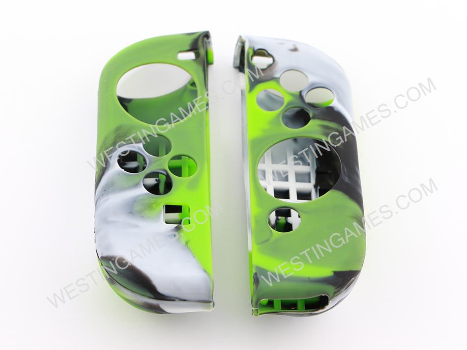 Protective Anti-Slip Soft Camo Silicone Skin Case Set for NS switch Joy-Con Controller - Green