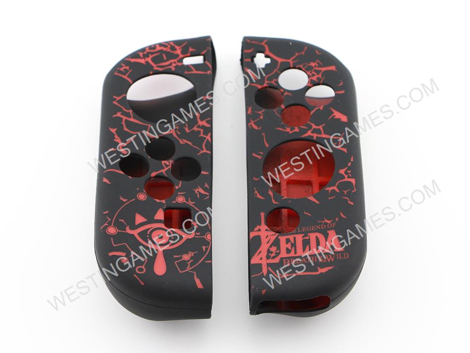Protective Anti-Slip Soft Zelda Silicone Skin Case for NS switch Joy-Con Controller - Black/Red