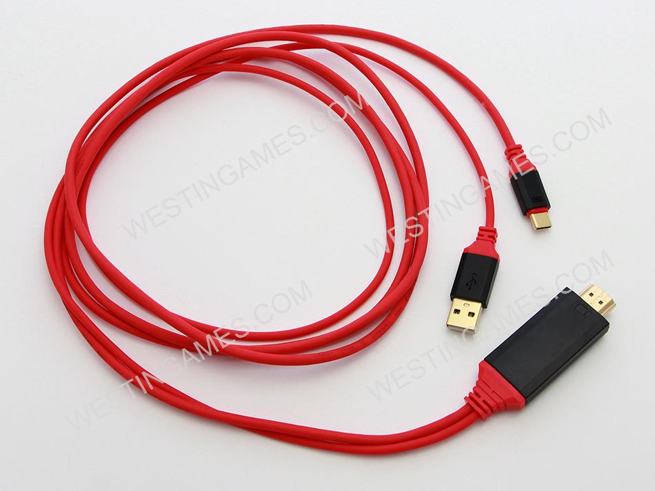 USB TYPE-C 3.1 4K UHD to HDMI Cable with Samrt Power Charge for Macbook Galasy S8 Android Phone Red 03