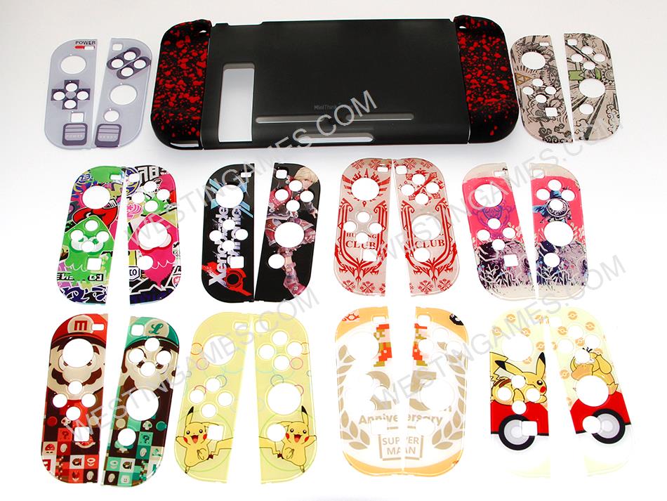 Minithink 3in1 Fashion Design Handfeel Textured Red Protective Cover Case for NS Switch - 10 Themes