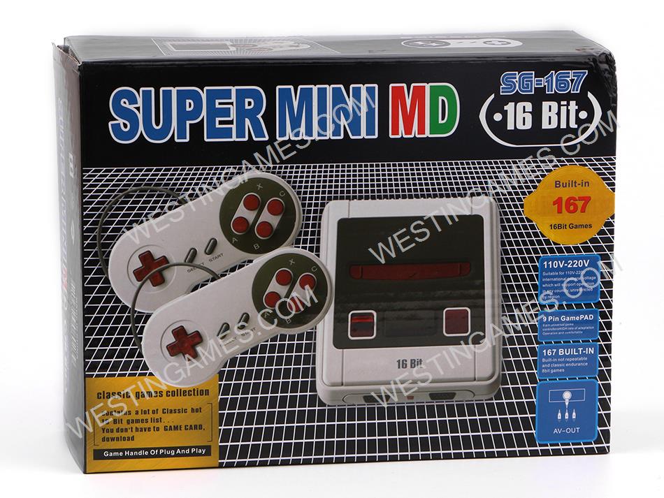 Sega 16 Bit Super Mini MD SG-167 Retro Classic Game Console 167 Games AV Out