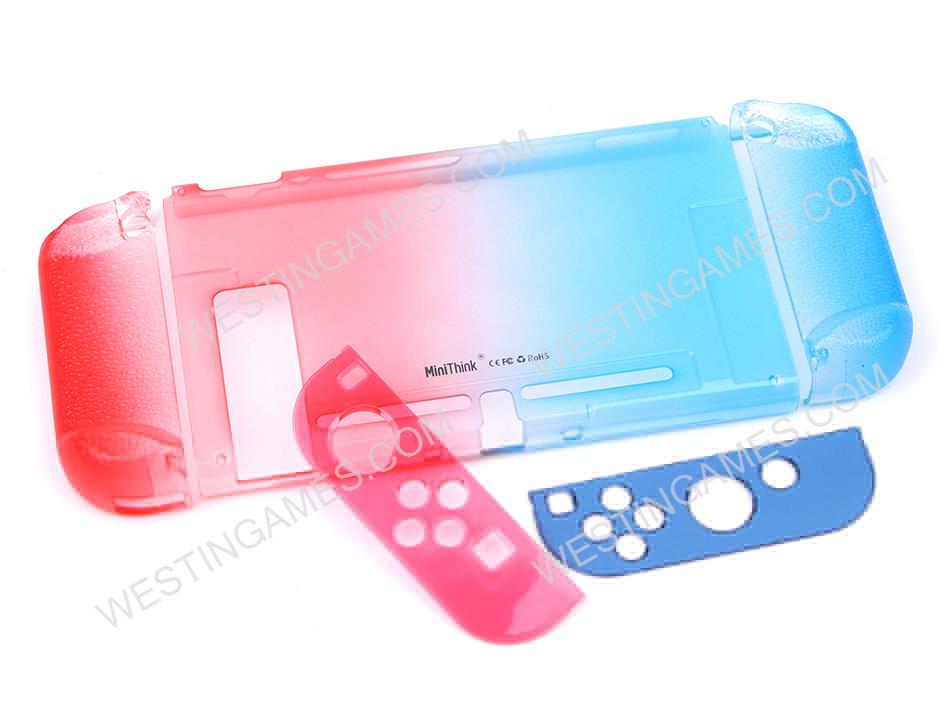 Minithink Upgrade 3in1 Complete Protective Cover Case Gradient Droplets for NS Switch - Blue/Red