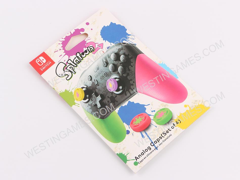 4x Splatoon 2 Thumb Grips Analog Caps Silicone Rubber Set For NS Switch Pro