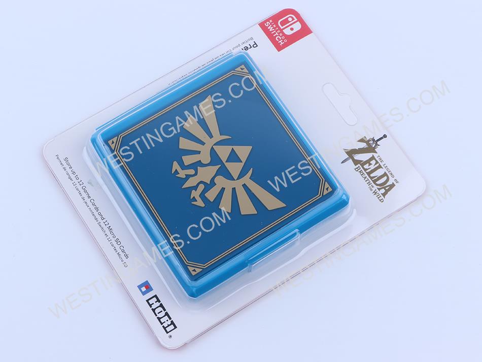 12 Slots Zelda Hylian Crest Game Card Cartridge Storage Case Box for NS Switch - Blue