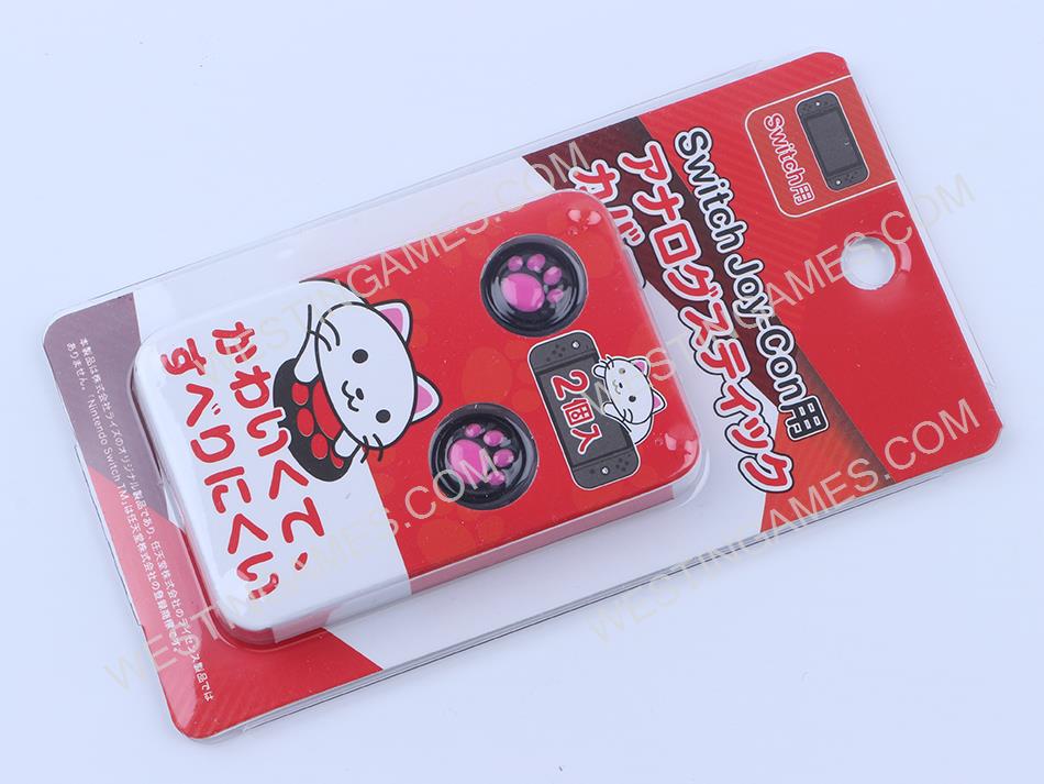 Premium Cute Cat Claw Design Anti-slip Thumb Stick Grips Caps for Nintendo Switch Joy-con Red