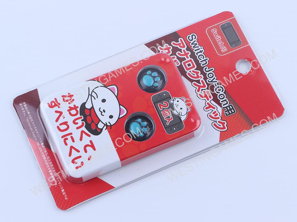 Premium Cute Cat Claw Design Anti-slip Thumb Stick Grips Caps for Nintendo Switch Joy-con Blue
