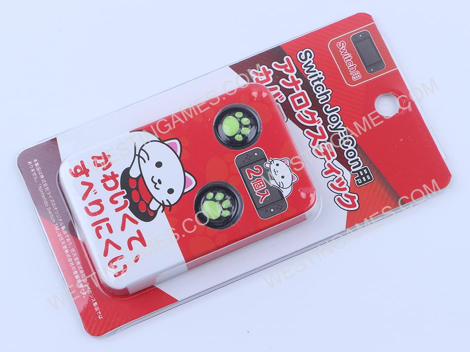 Premium Cute Cat Claw Design Anti-slip Thumb Stick Grips Caps for Nintendo Switch Joy-con Green