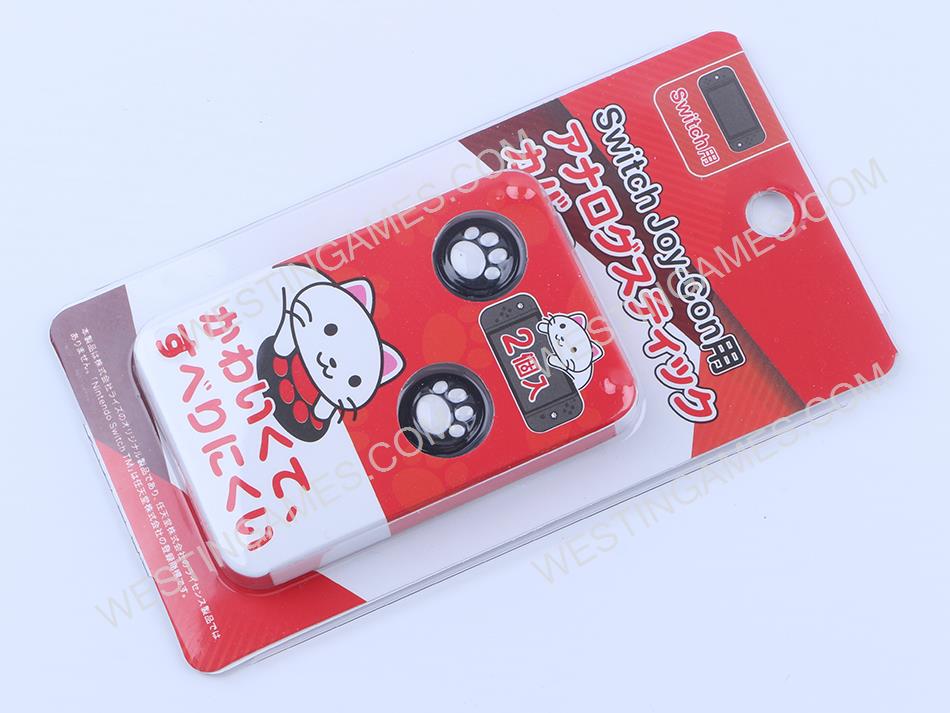 Premium Cute Cat Claw Design Anti-slip Thumb Stick Grips Caps for Nintendo Switch Joy-con White