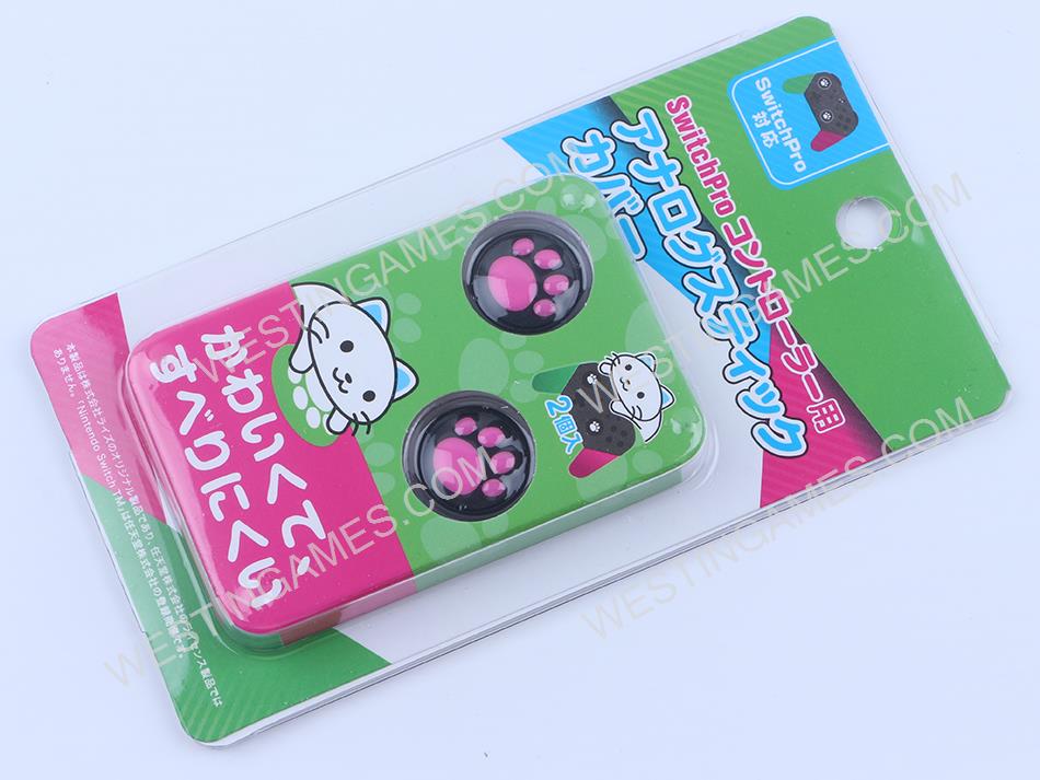 Premium Cute Cat Claw Design Anti-slip Thumb Stick Grips Caps for Nintendo Switch Pro Red