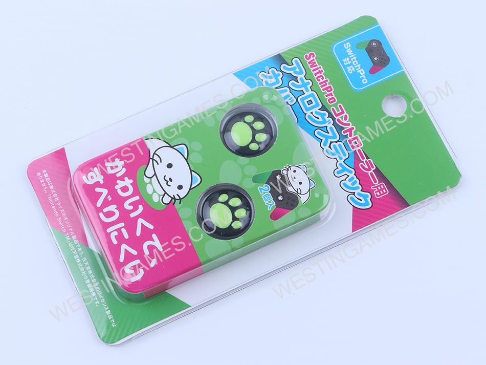 Premium Cute Cat Claw Design Anti-slip Thumb Stick Grips Caps for Nintendo Switch Pro Green