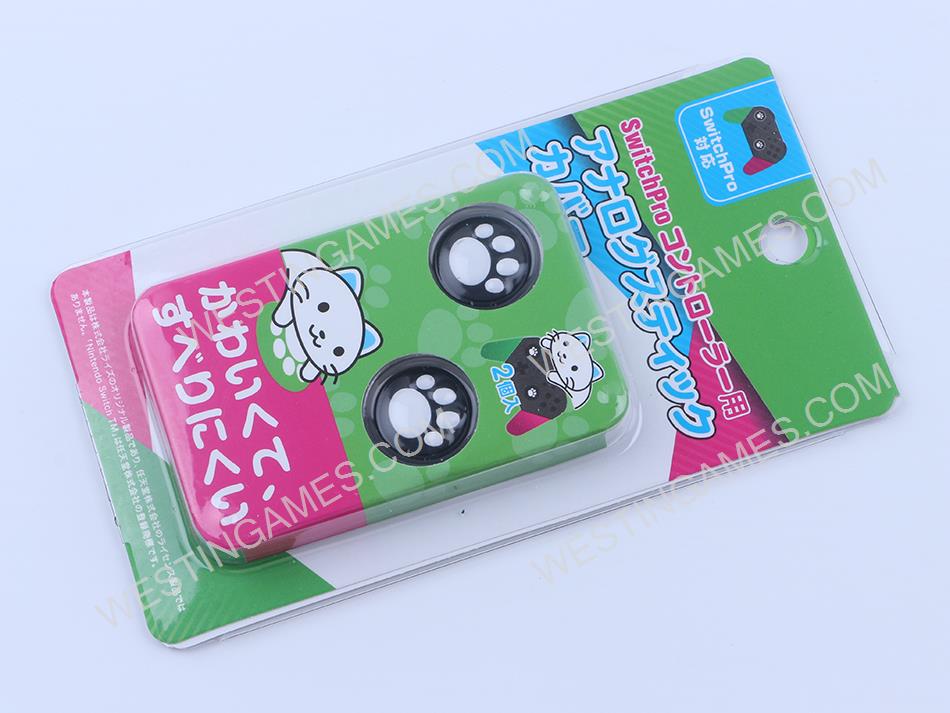 Premium Cute Cat Claw Design Anti-slip Thumb Stick Grips Caps for Nintendo Switch Pro White