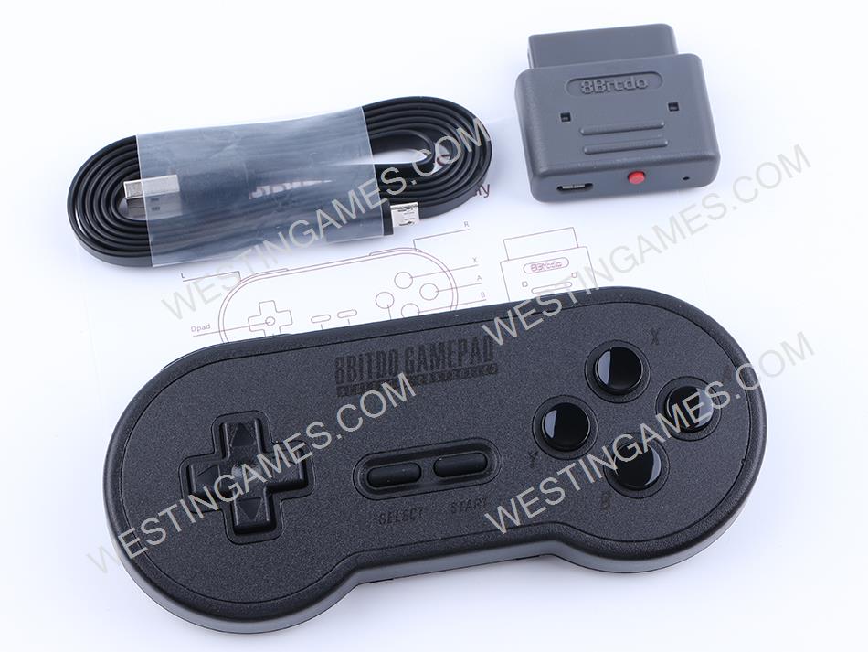 8Bitdo Wireless Controller with Adapter Retro Set for Super SFC Console - Black Buttom