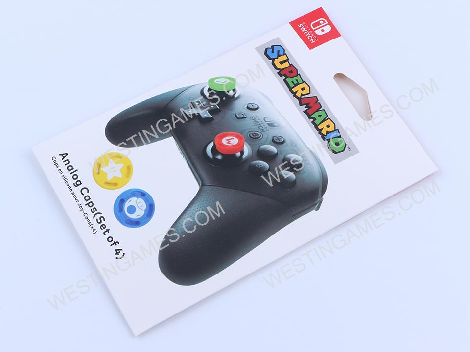 4x Mario Thumb Grips Analog Caps Silicone Rubber Set For NS Switch Pro Gamepad