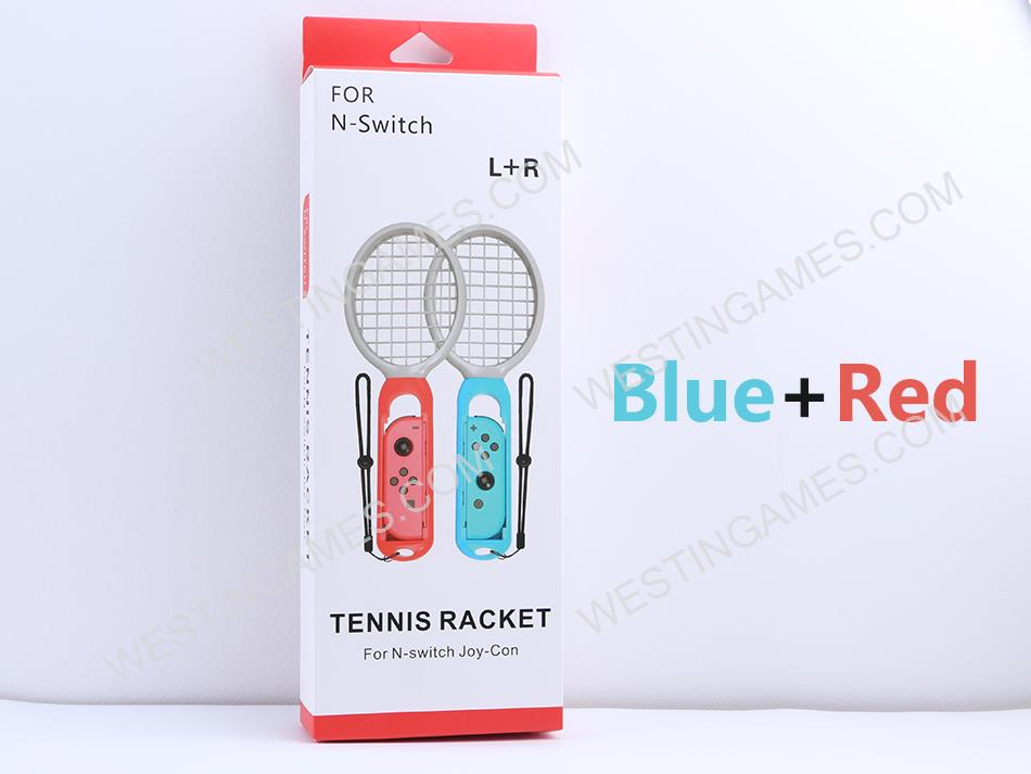 Tennis Racket Packeg Twin Pack for Switch Joycon Controller - Red/Blue