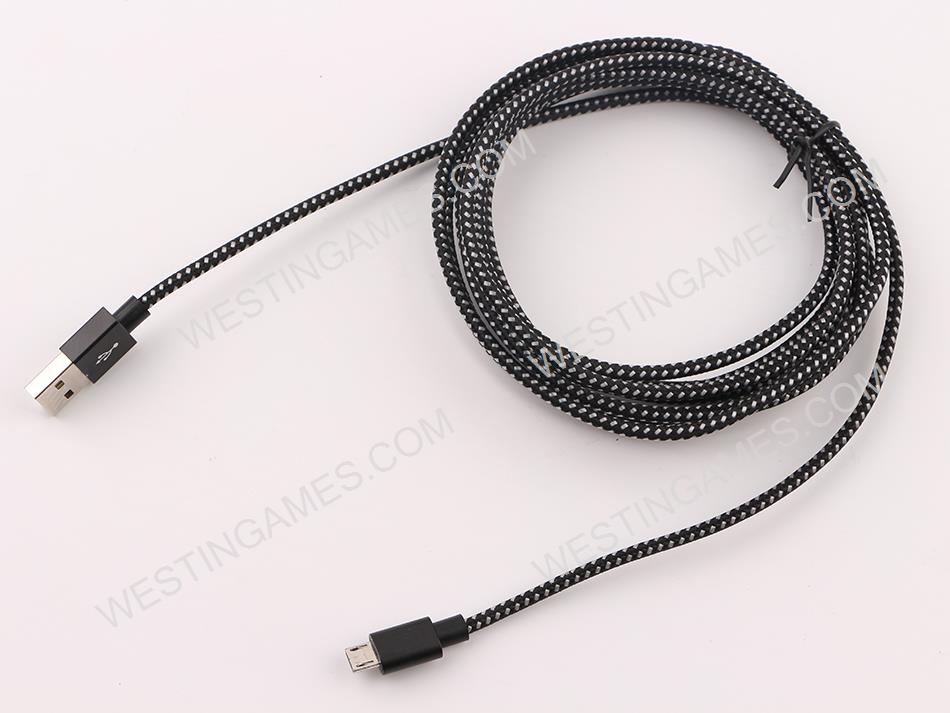 6Ft Long Braided Micro USB 2.4A Data Sync Charging Cable Cord For Smart Phones / PS4 XBOX ONE
