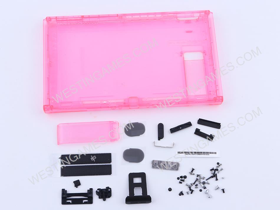 Replacement Complete Housing Shell Case for Nintendo Switch Console - Clear Red