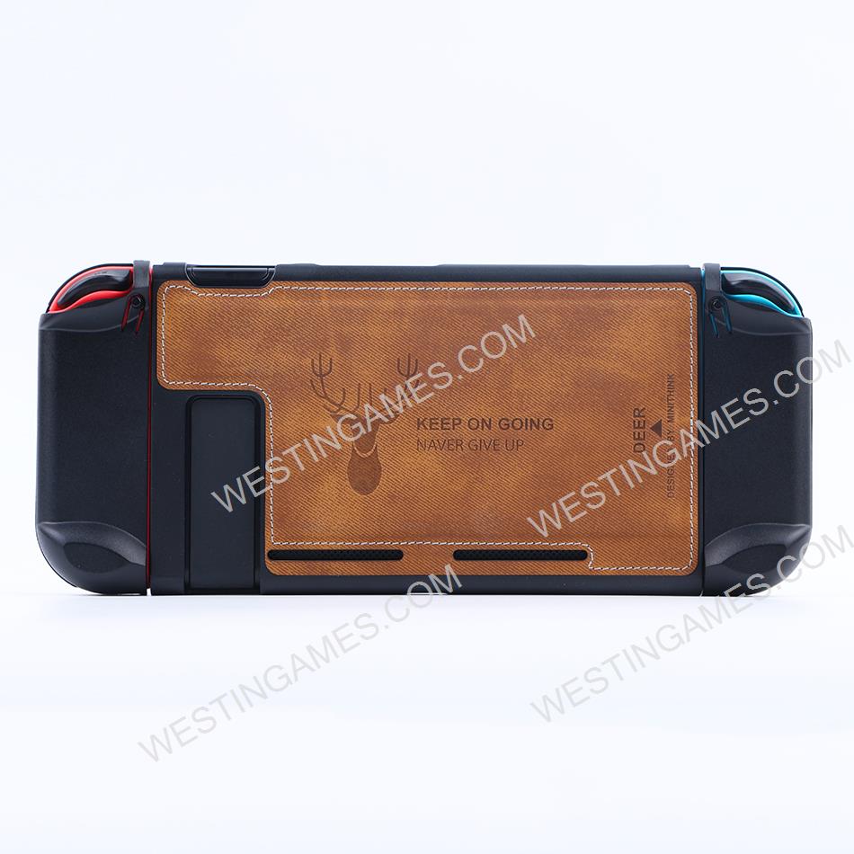Minithink Anti Sweat Cloth Elk Art Protecting Waterproof Cover Shockproof Case for NS Switch - Brown