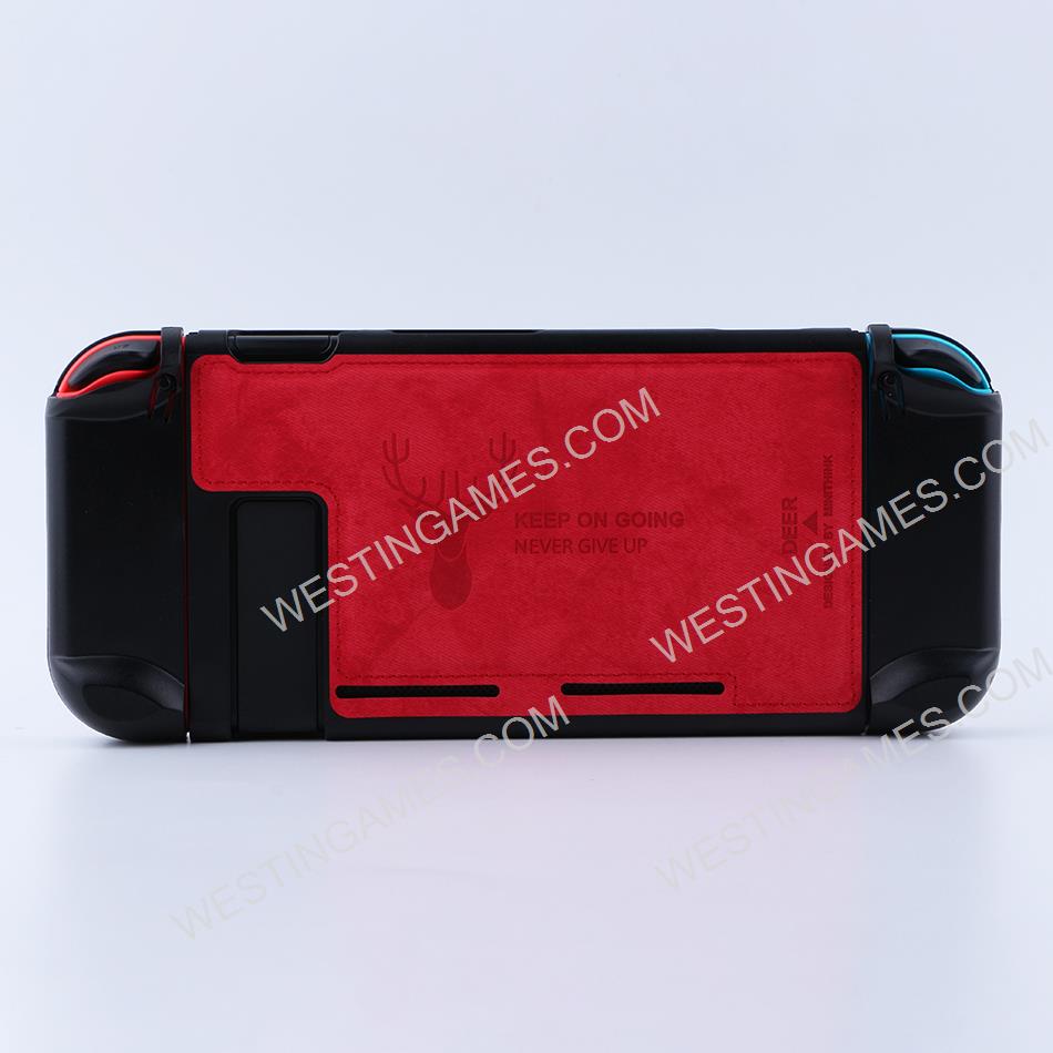 Minithink Anti Sweat Cloth Elk Art Protecting Waterproof Cover Shockproof Case for NS Switch - Red