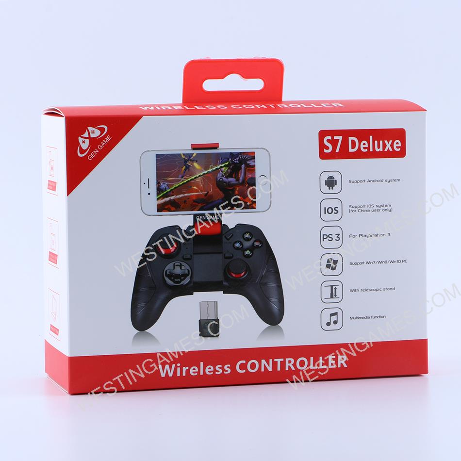 GenGame S7 Deluxe Gamepad Bluetooth Wireless Joystick Controller With Receiver and Holder for PC
