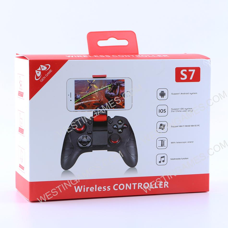 Gen Game S7 Gamepad Bluetooth Wireless Joystick Game Controller With Phone Holder for PC/TV Box