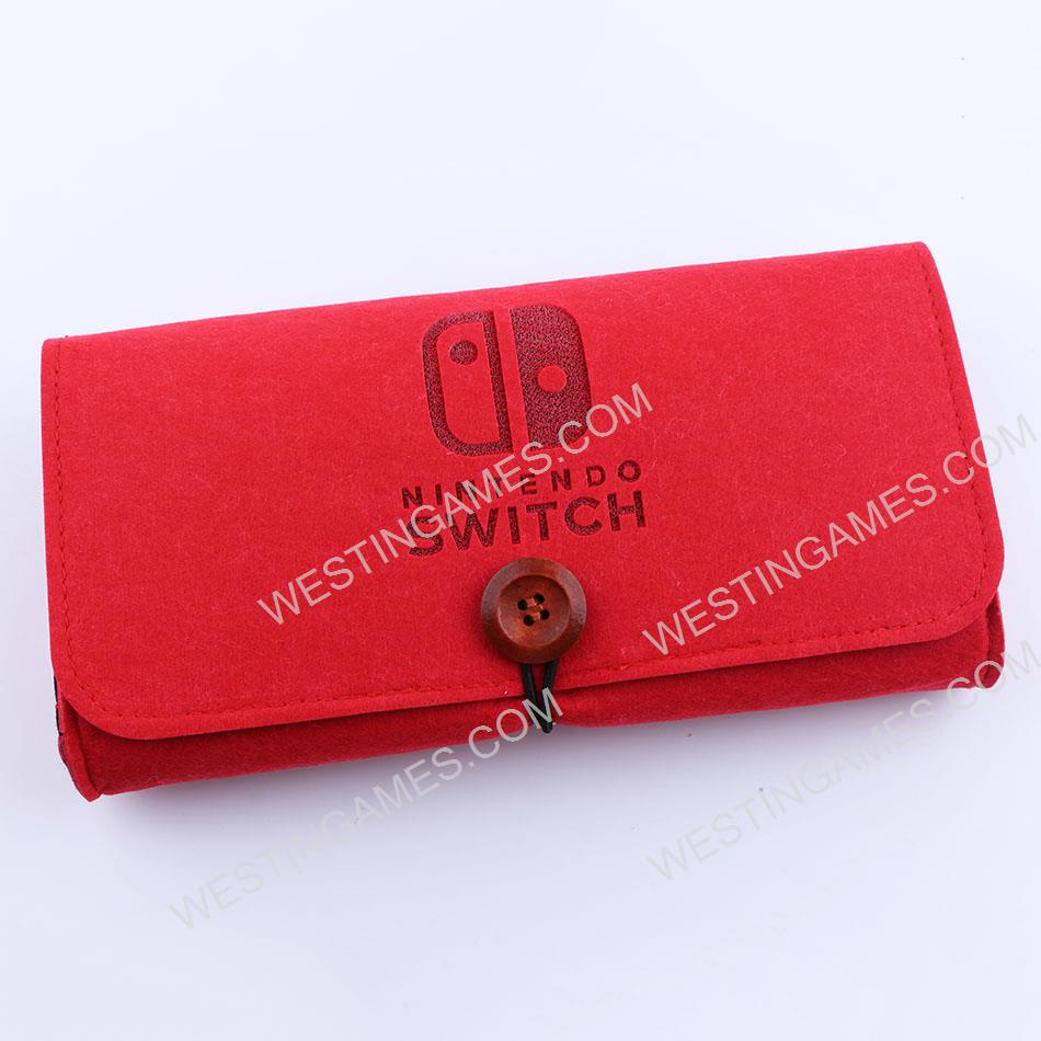 Slim Travel Carry Bag Protector Pouch with 5 Games Memory Card Holders for Nintendo Switch - Red