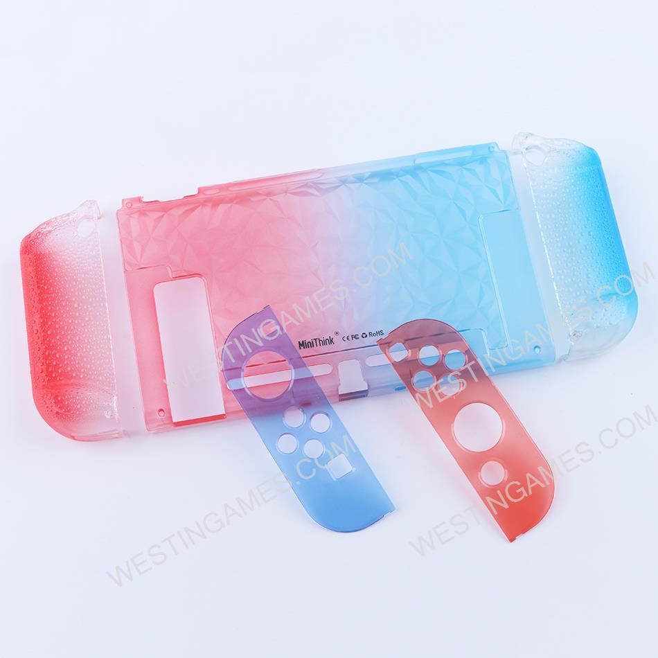 Minithink Upgrade 3in1 Complete Protective Cover Case Gradient Droplets for NS switch - Blue/Red