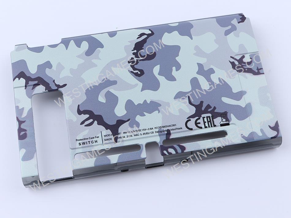 Upgraded Protective Rear Back Cover Case Docking Fashion Design for ns switch - Camouflage Grey