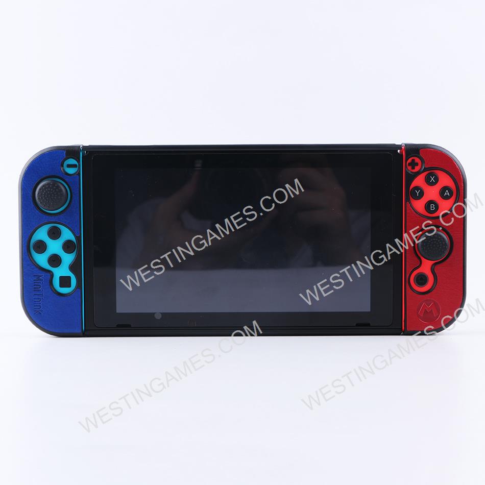 Minithink PU Leather Protecting Waterproof Cover Shockproof Case Contrast Cofor for Switch - Mario