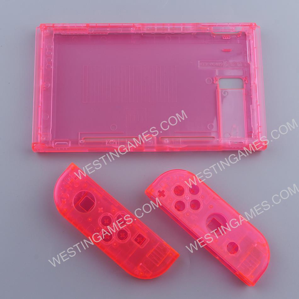 Replacement Housing Cover Case DIY Set for Nintendo Switch Conosle and Joy-con Clear Red