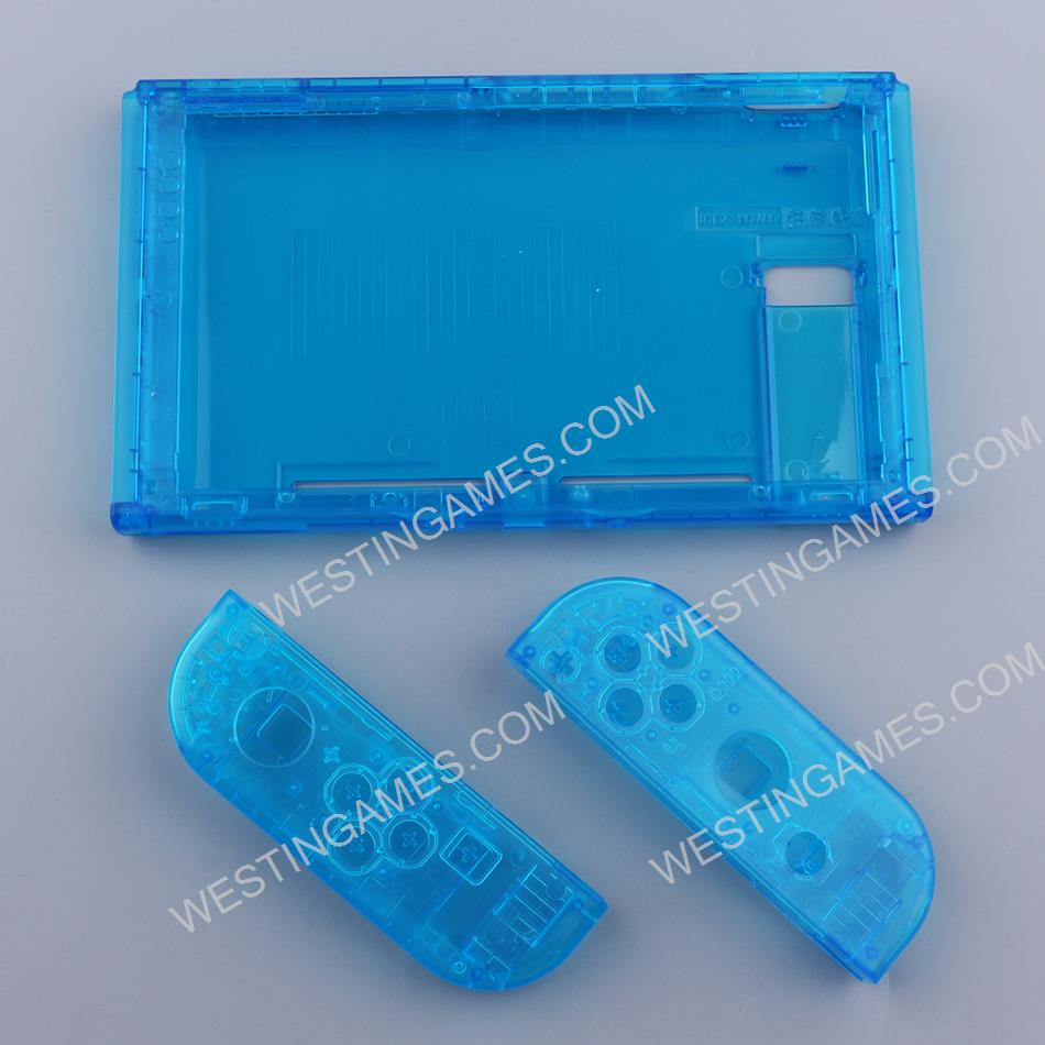 Replacement Housing Cover Case DIY Set for Nintendo Switch Conosle and Joy-con Clear Blue