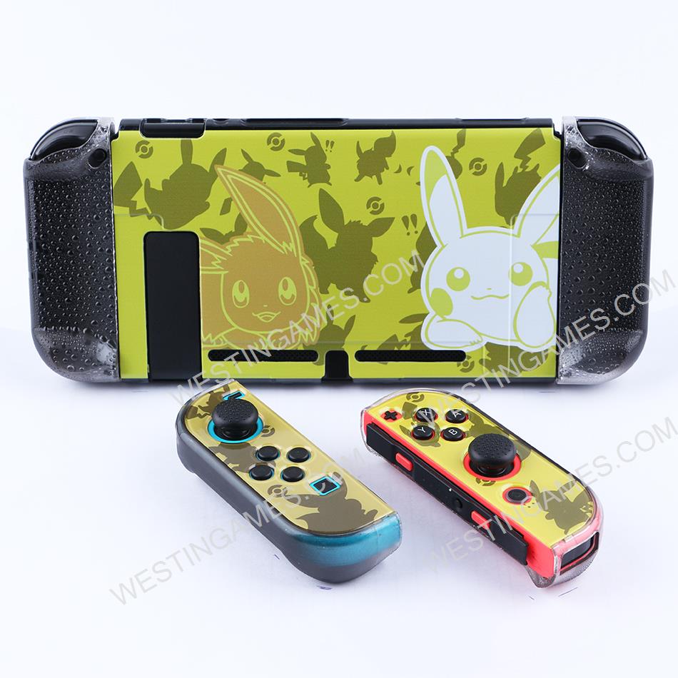 Upgrade Complete Fashion Protective Cover Case Water-Drop for NS Switch - Picachu and Eevee Gold