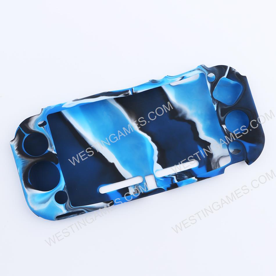 Complete Protective Anti-Slip Soft Camo Silicone Skin Case Set for Switch lite Console - Blue