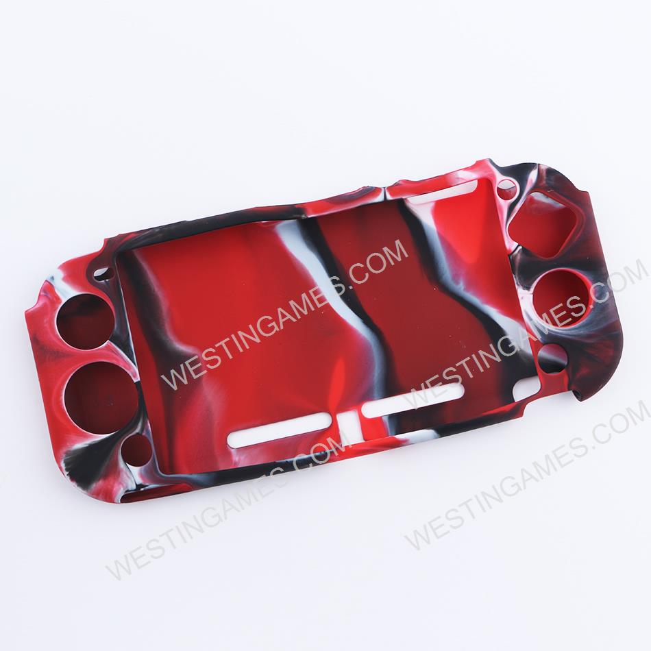 Complete Protective Anti-Slip Soft Camo Silicone Skin Case Set for Switch lite Console - Red
