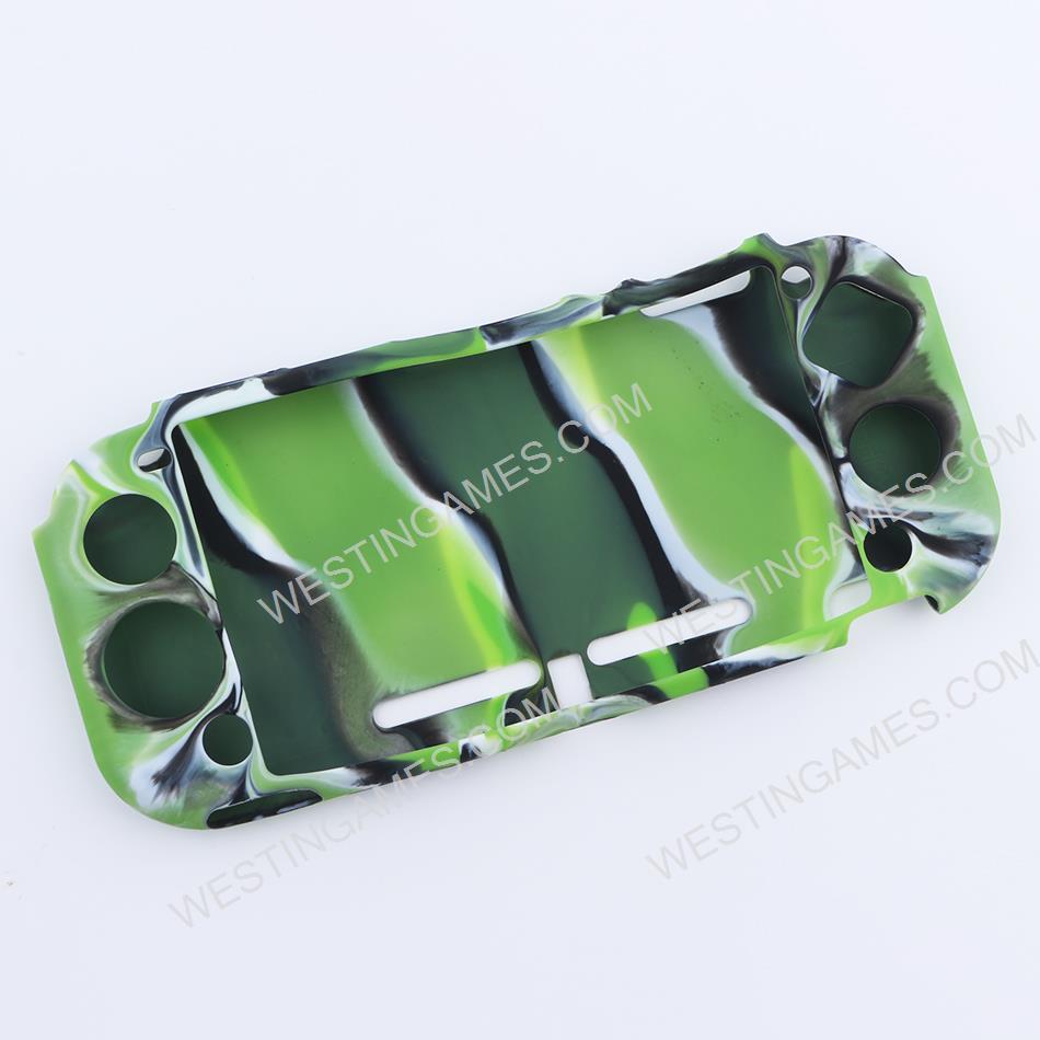 Complete Protective Anti-Slip Soft Camo Silicone Skin Case Set for Switch lite Console - Green