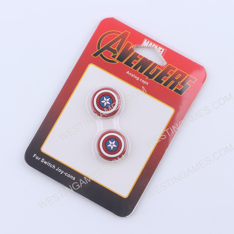 Marvel Avengers Thumb Grips Analog Caps Silicone Rubber For NS Switch Joy-con - Captain America